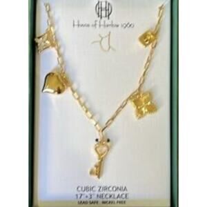 House of Harlow Gold Charm Necklace NIB